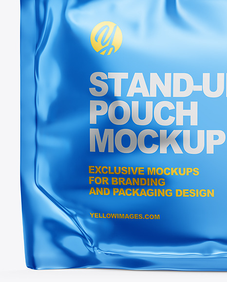 Glossy Metallic Stand-Up Pouch w/ Spout and Handle Mockup