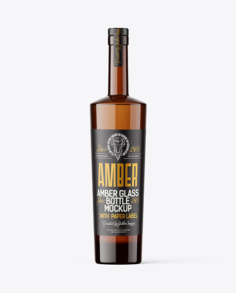 Amber Glass Bottle Mockup - Cocktail mockup