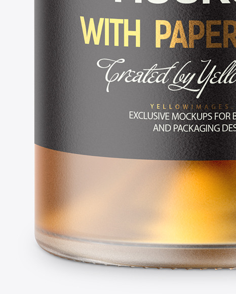 750ml Frosted Glass w/ Whiskey Bottle Mockup