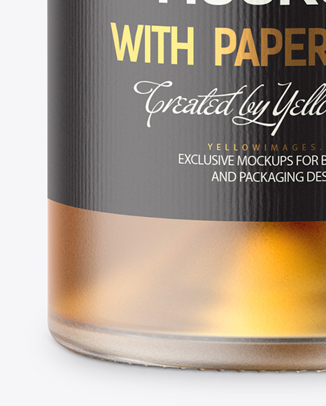 750ml Frosted Glass w/ Whiskey Bottle Mockup