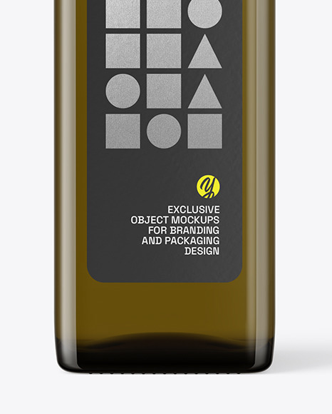 Antique Green Glass Bottle with Olive Oil Mockup