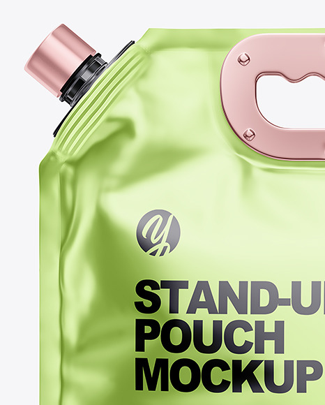 Matte Metallic Stand-Up Pouch w/ Spout and Handle Mockup