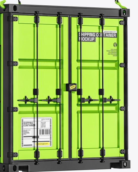 10F Metallic Shipping Container w/ Slings Mockup