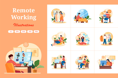 M508_Remote Working Illustration Pack - Home