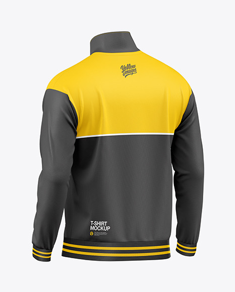 Long Sleeve Track Jacket Mockup - Back Half Side View