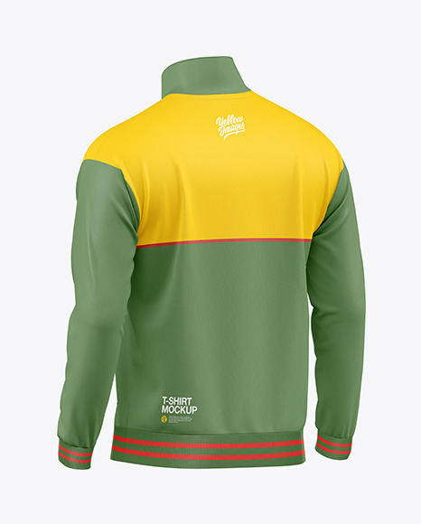 Long Sleeve Track Jacket Mockup - Back Half Side View