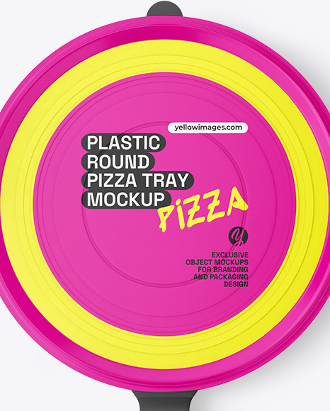 Round Plastic Tray With Pizza Mockup