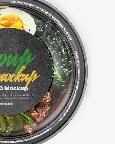 Plastic Bowl With Soup Mockup