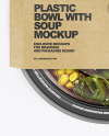 Plastic Bowl With Soup Mockup