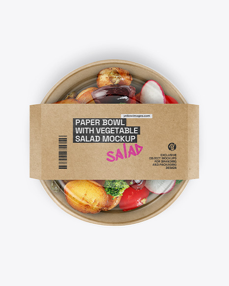 Paper Bowl with Vegetable Salad Mockup