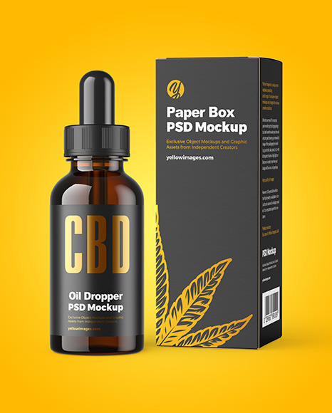 CBD Oil Dropper with Box Mockup