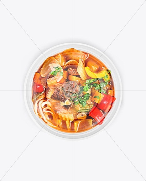 Plastic Bowl With Soup Mockup