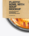 Plastic Bowl With Soup Mockup