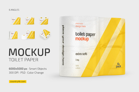 Toilet Paper Mockup Set - Rolled