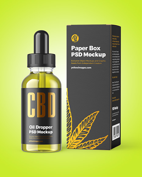 CBD Oil Dropper with Box Mockup