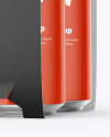 Carton Pack W/ 4 Glossy Cans Mockup