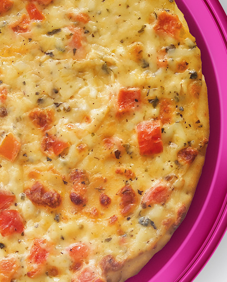 Metallic Round Tray With Pizza Mockup