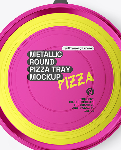 Metallic Round Tray With Pizza Mockup