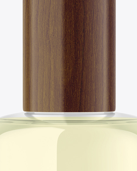 Glass Cosmetic Bottle with Wooden Cap Mockup