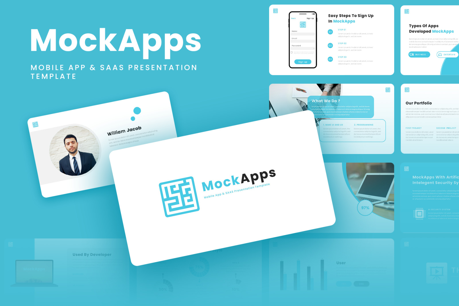 MockApps - Mobile App &amp; SAAS Google Slides Template