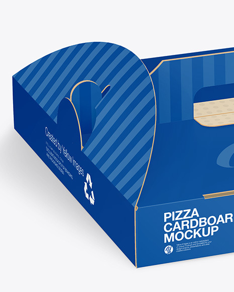 Cardboard Pizza Box w/ Handle Mockup