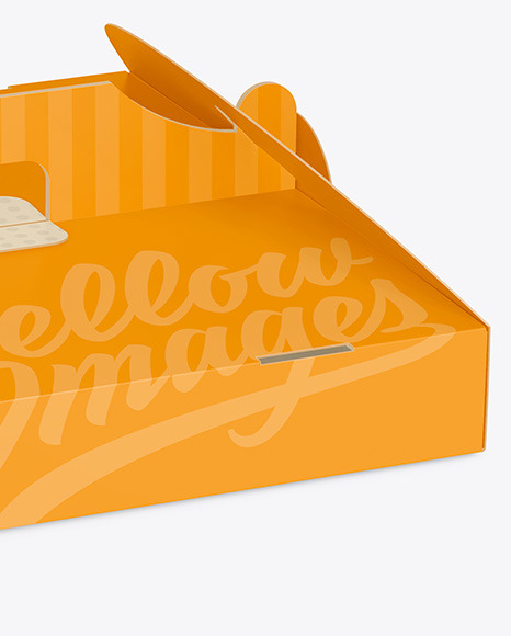 Cardboard Pizza Box w/ Handle Mockup