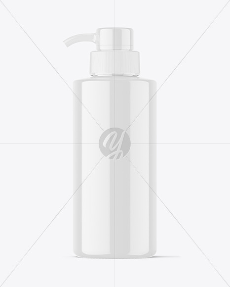 Glossy Cosmetic Bottle with Pump Mockup Glossy Cosmetic Bottle with Pump Mockup