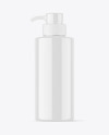 Glossy Cosmetic Bottle with Pump Mockup Glossy Cosmetic Bottle with Pump Mockup