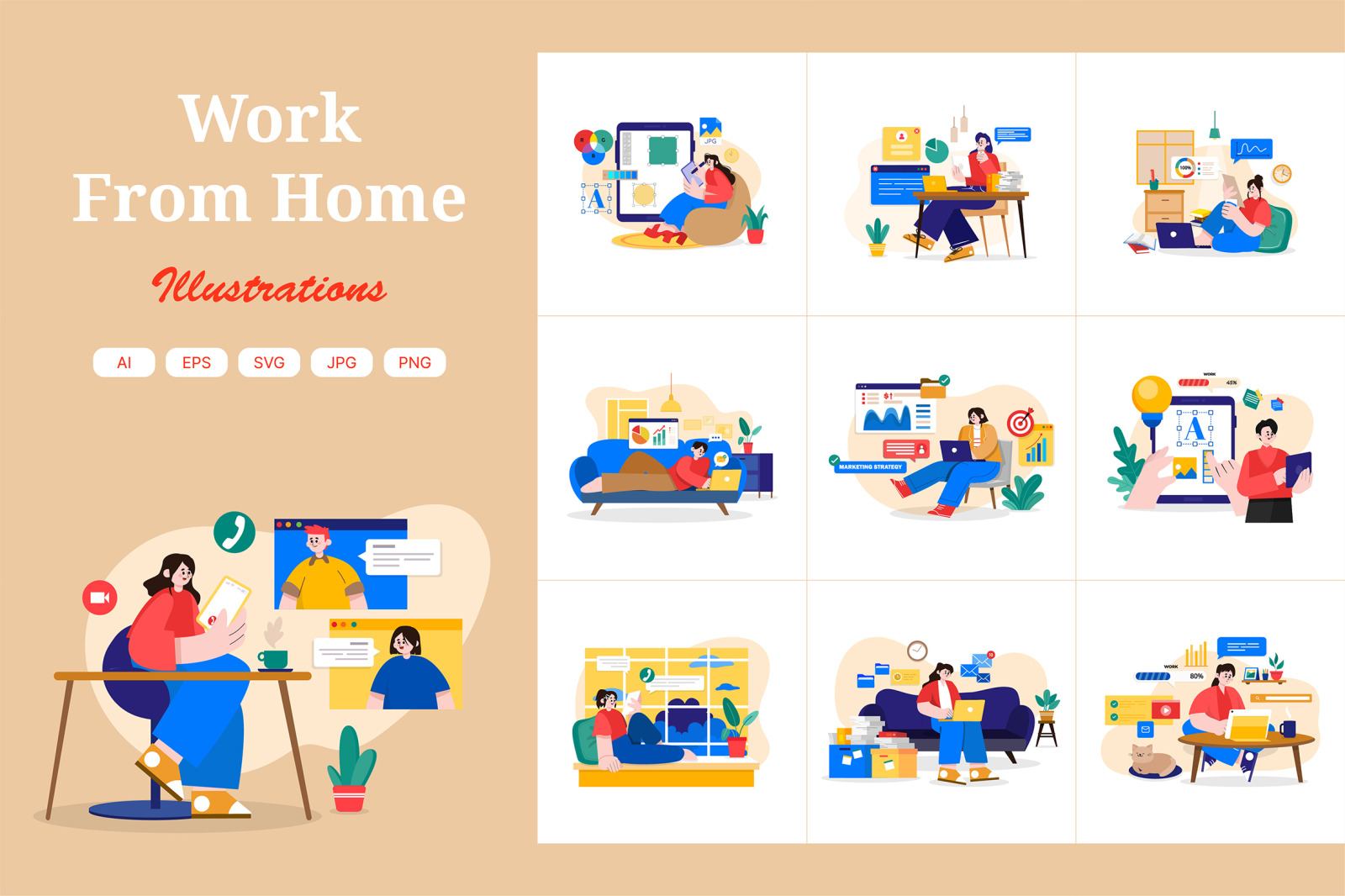M573_Work From Home Illustration Pack M573_Work From Home Illustration Pack