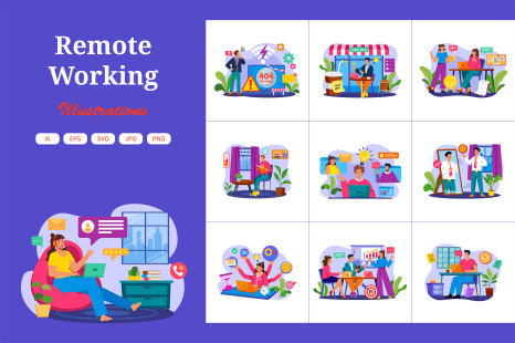 M574_Remote Working Illustration Pack - Stay home