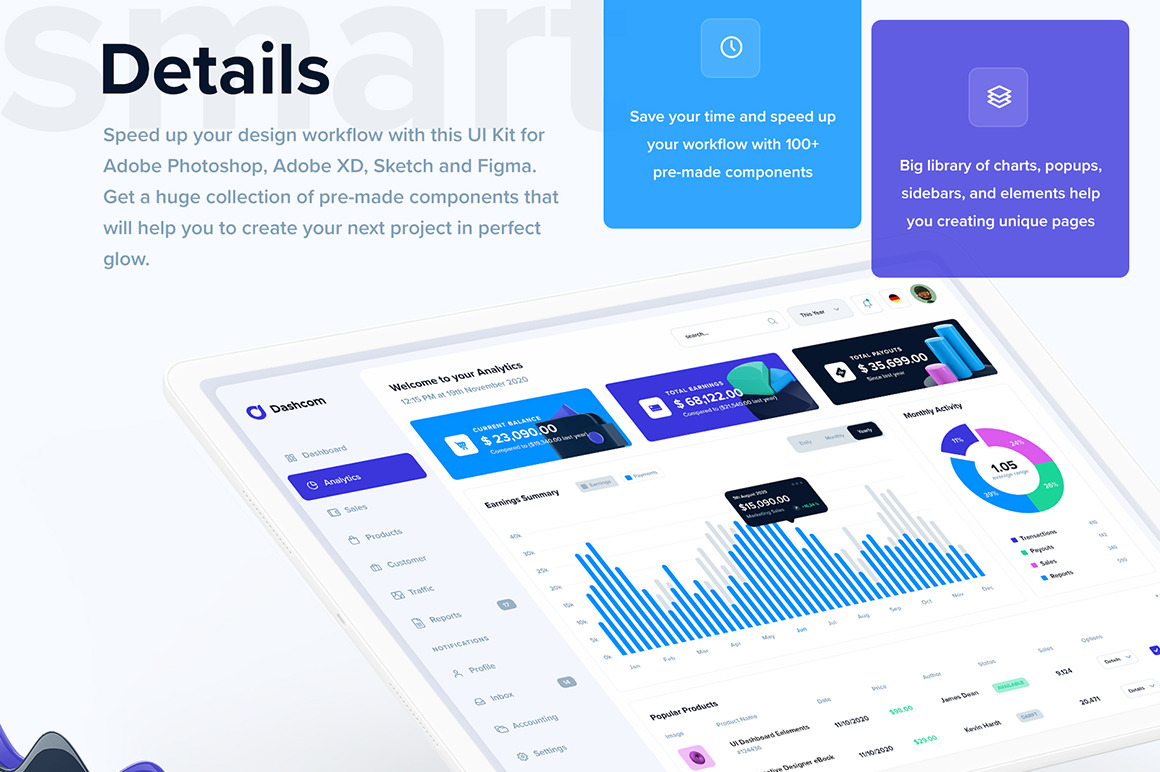 Dashcom - Dashboard UI Kit Dashcom - Dashboard UI Kit