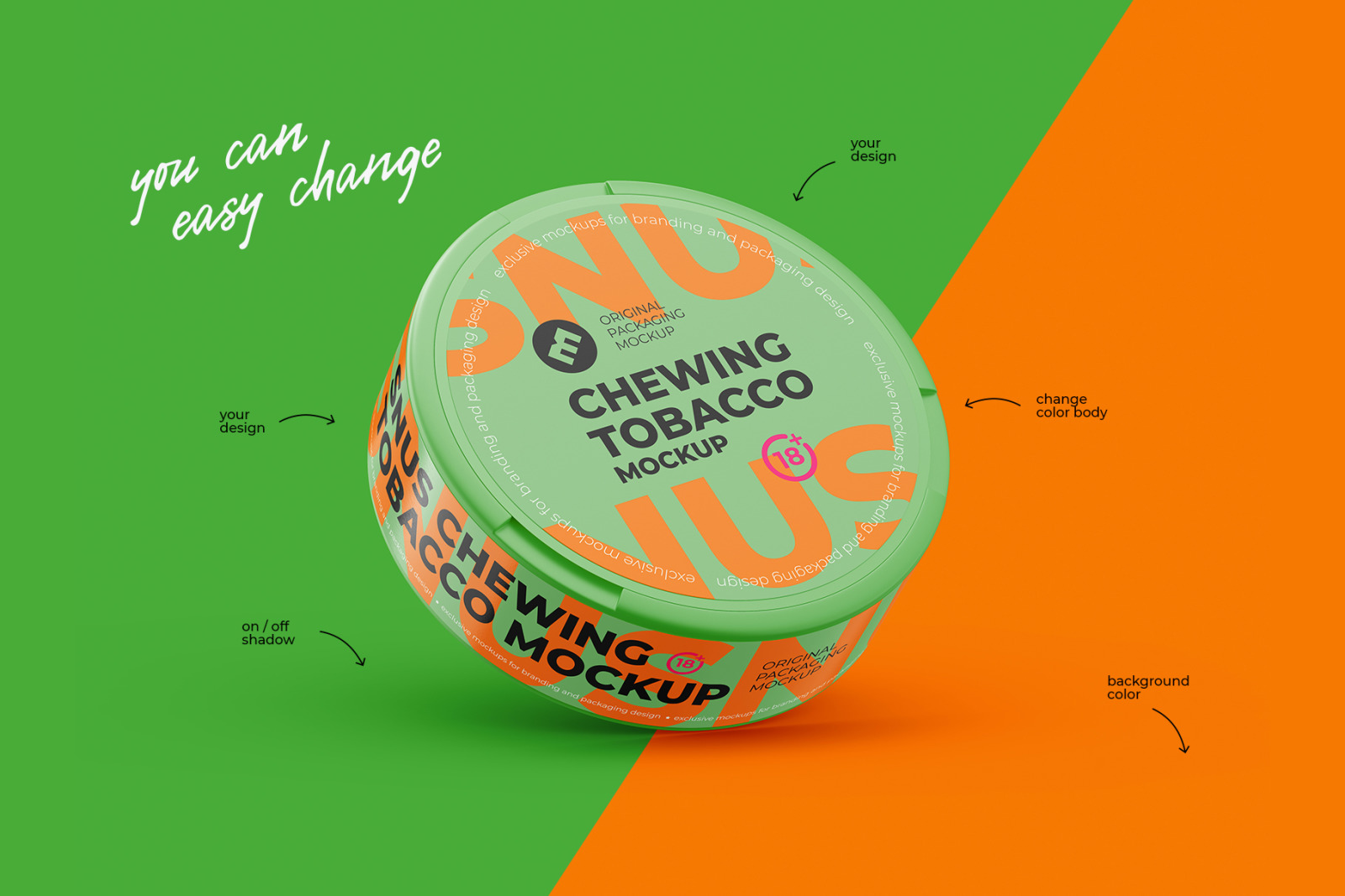 Snus Chewing Tobacco Can Mockup