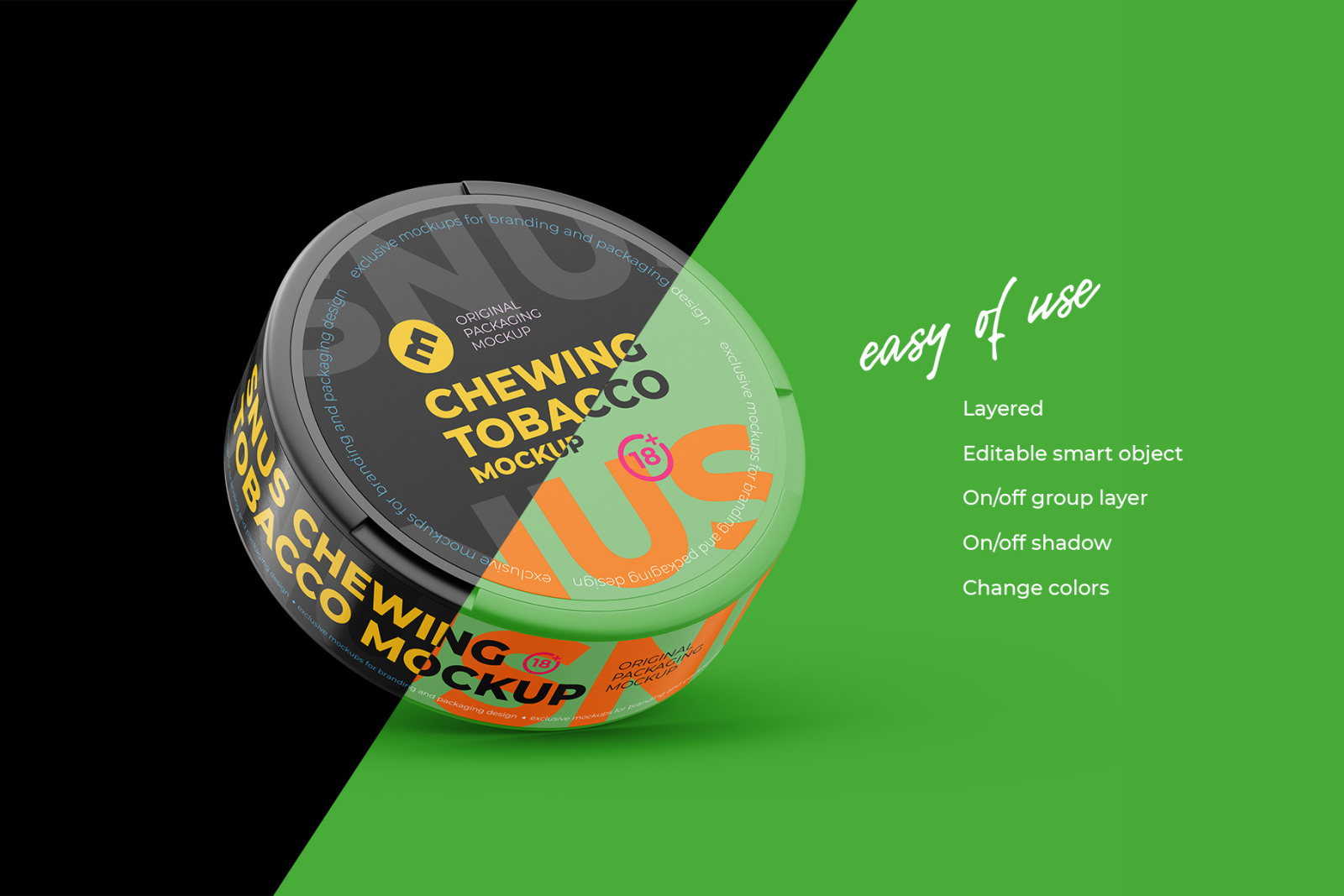 Snus Chewing Tobacco Can Mockup