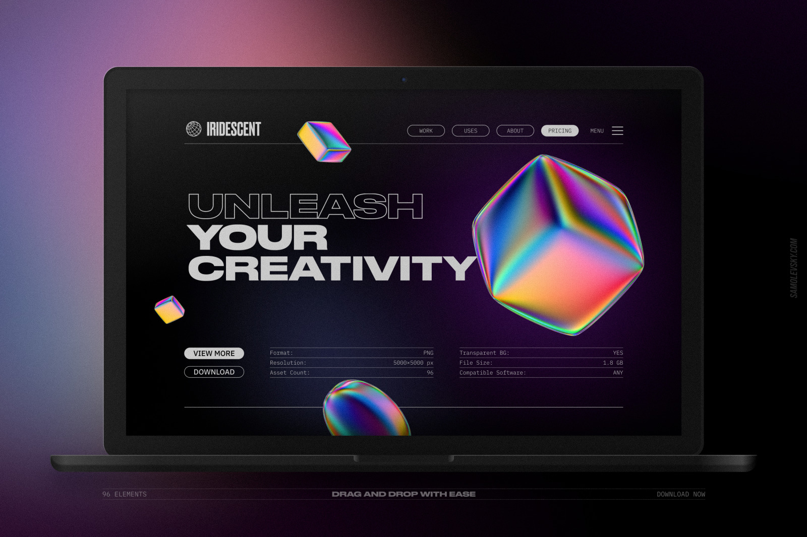 Iridescent geometric 3D shapes pack Vol.1