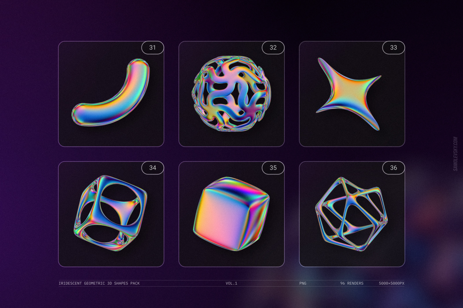 Iridescent geometric 3D shapes pack Vol.1 Iridescent geometric 3D shapes pack Vol.1
