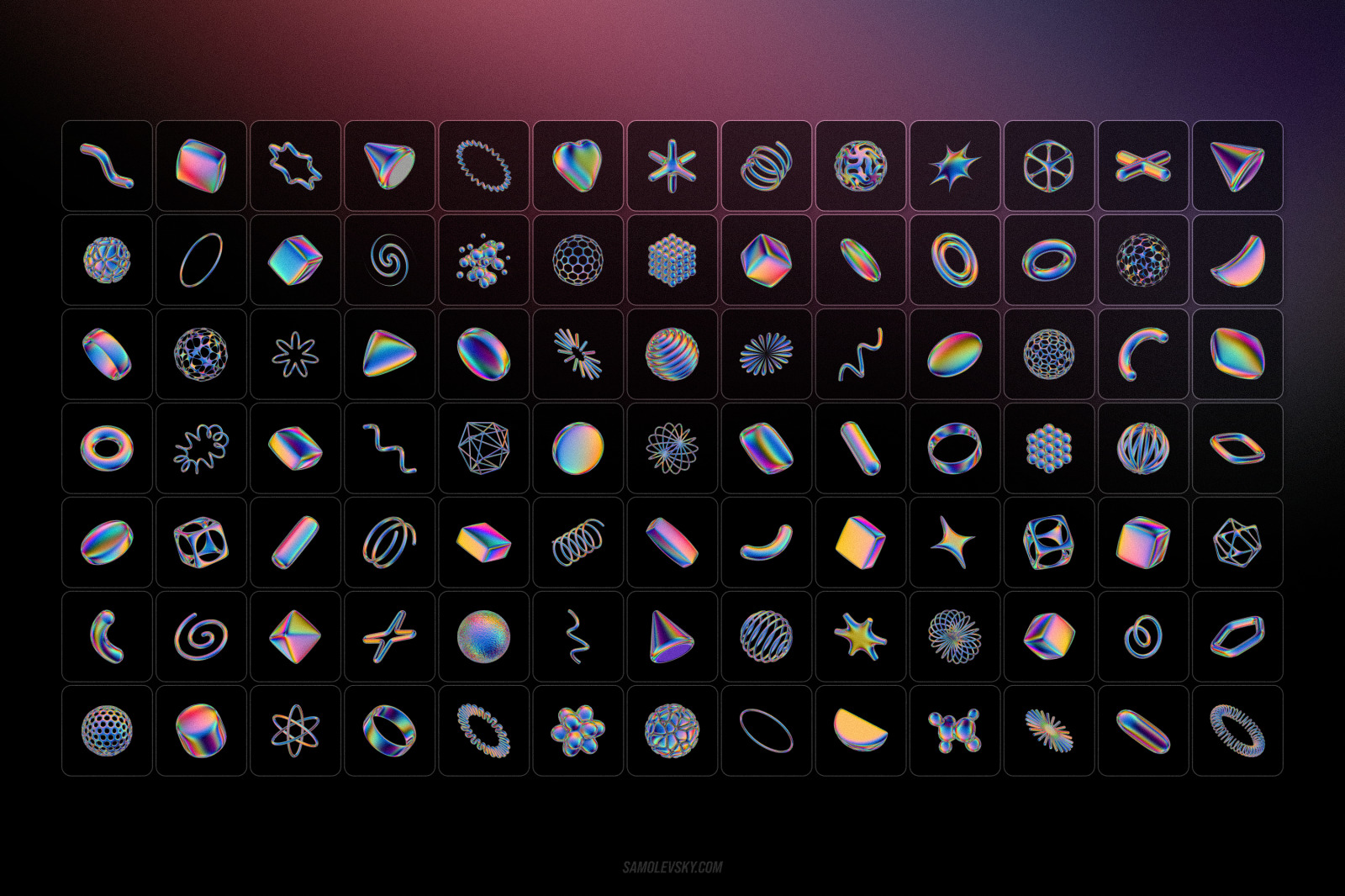 Iridescent geometric 3D shapes pack Vol.1 Iridescent geometric 3D shapes pack Vol.1