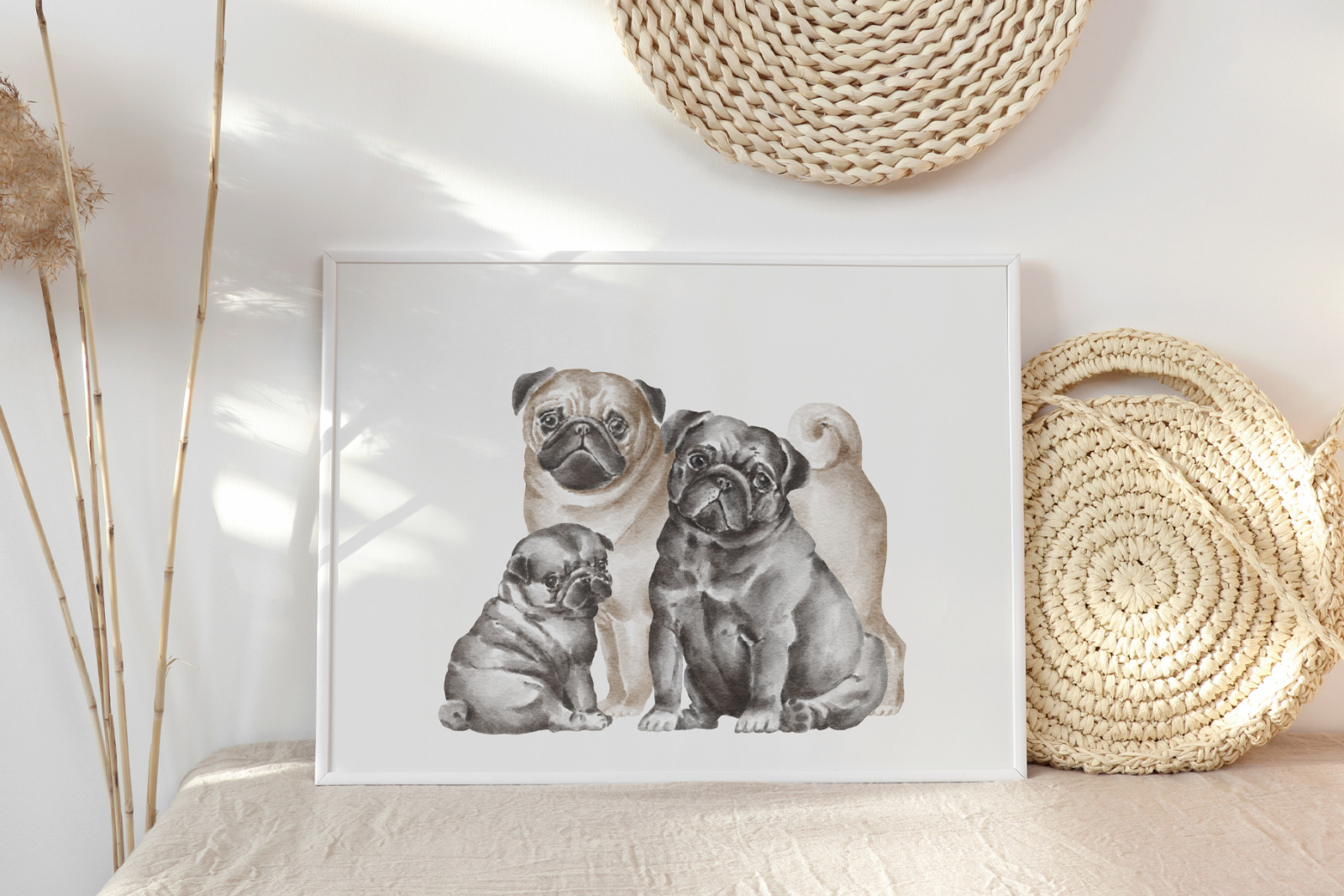 Pug dogs clipart