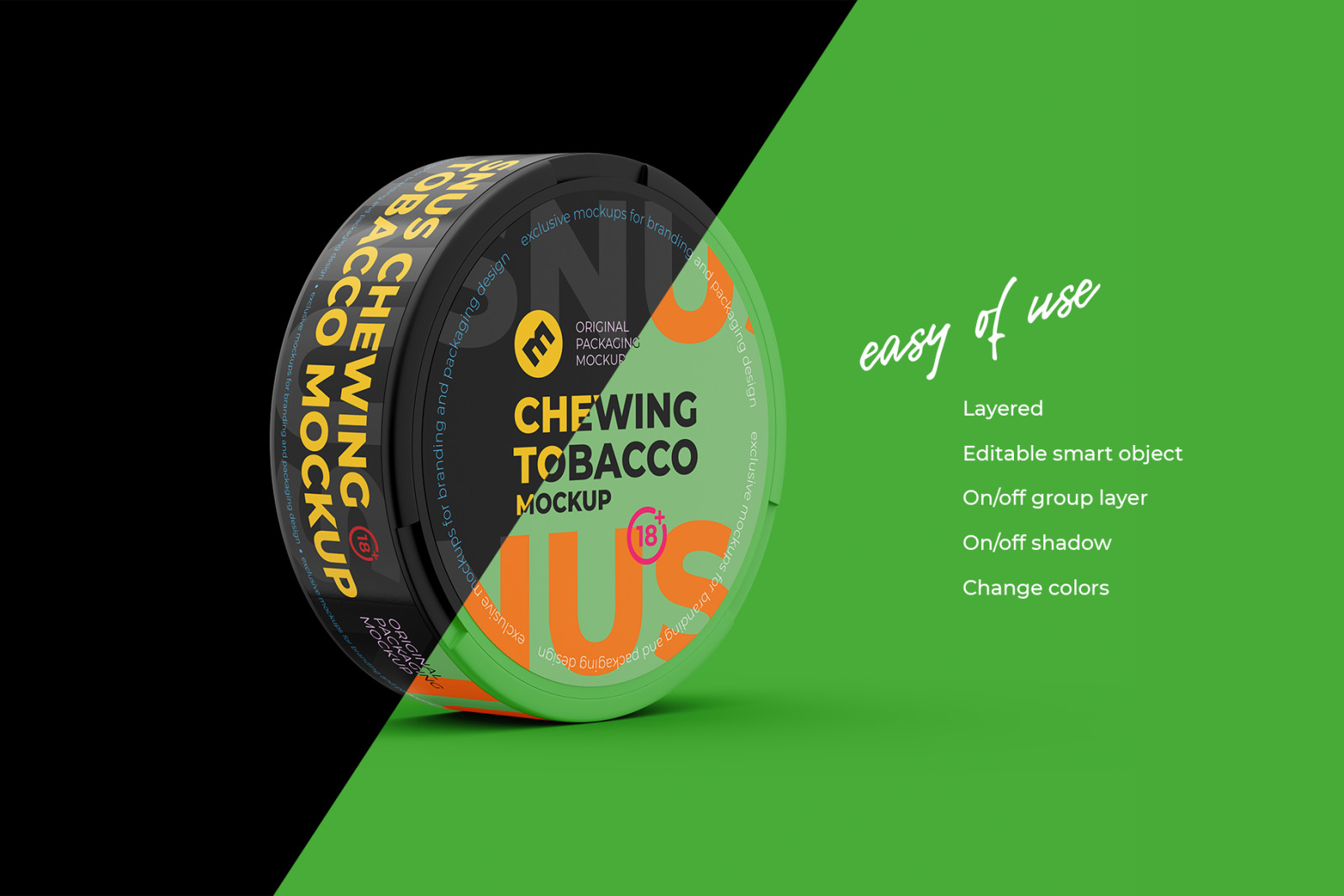 Snus Chewing Tobacco Can Mockup