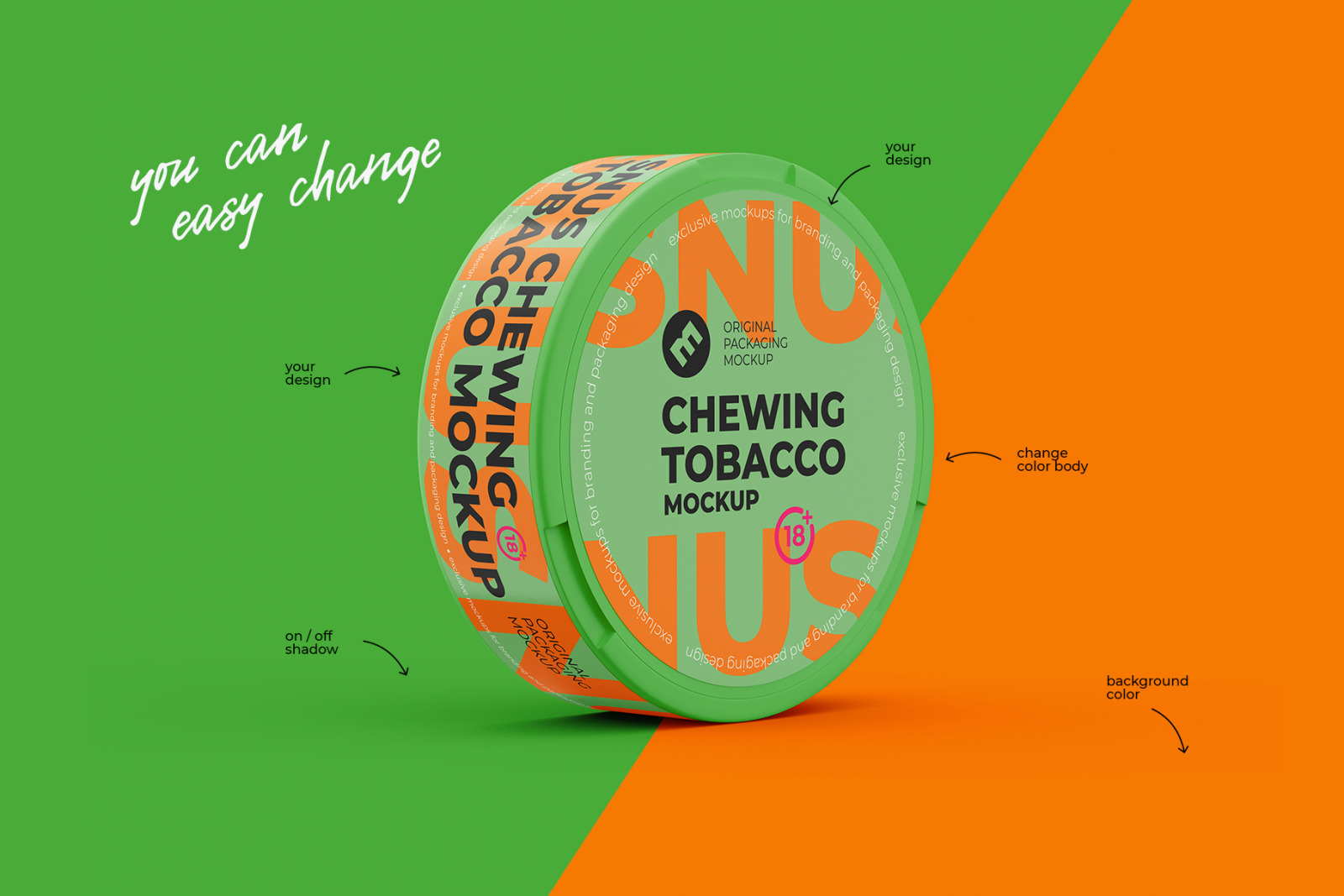 Snus Chewing Tobacco Can Mockup