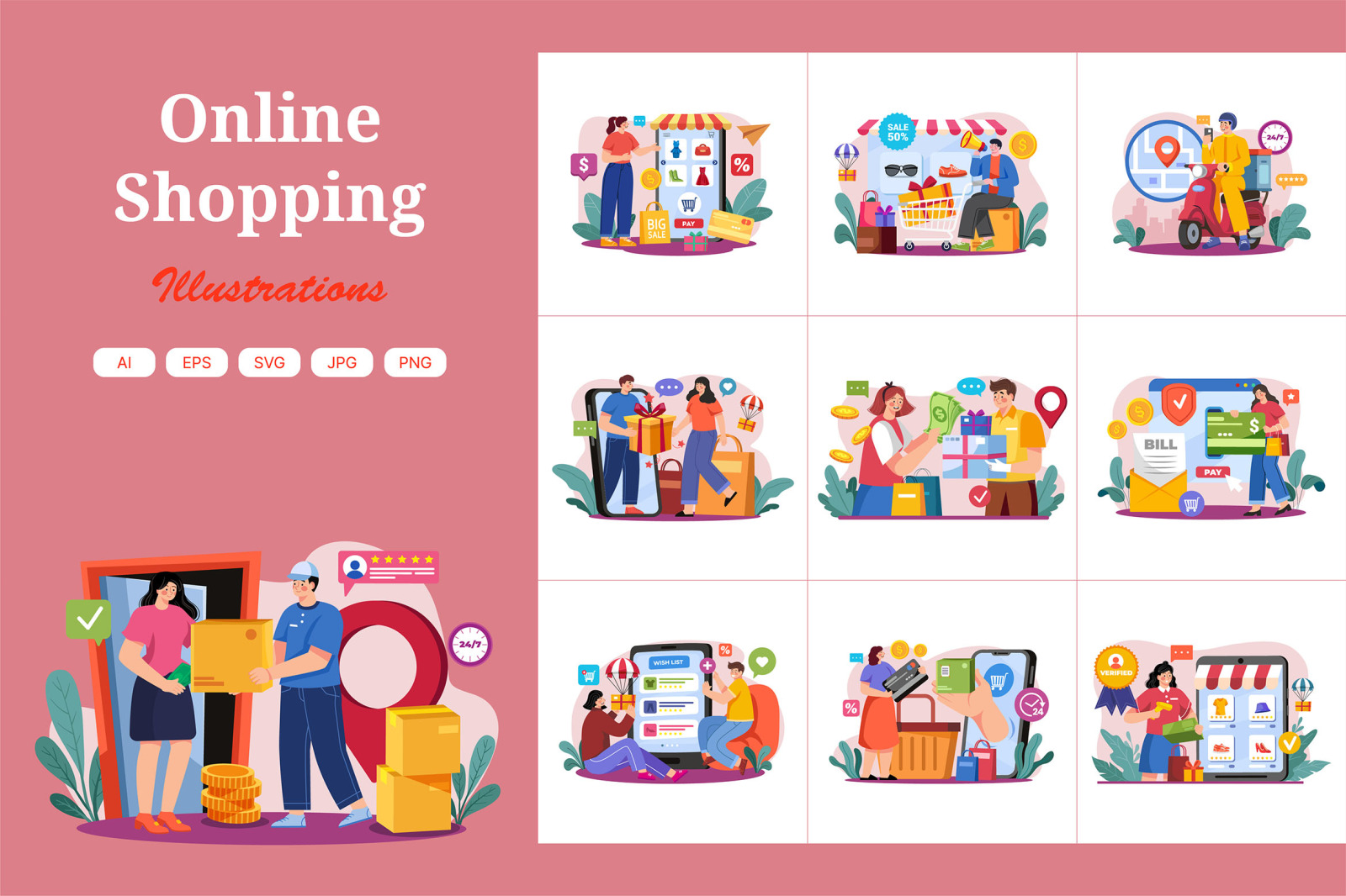 M583_Online Shopping Illustration Pack M583_Online Shopping Illustration Pack