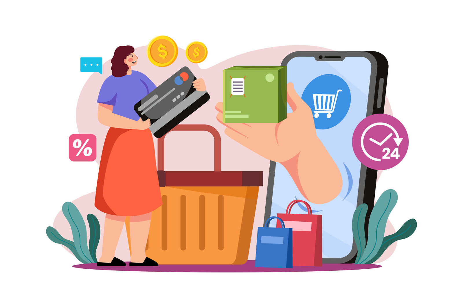 M583_Online Shopping Illustration Pack M583_Online Shopping Illustration Pack
