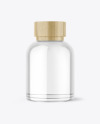 Clear Glass Cosmetic Bottle with Wooden Cap Mockup