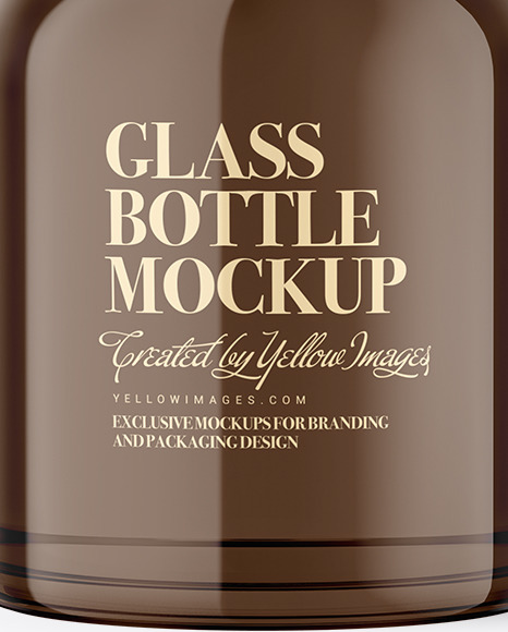 Clear Glass Cosmetic Bottle with Wooden Cap Mockup