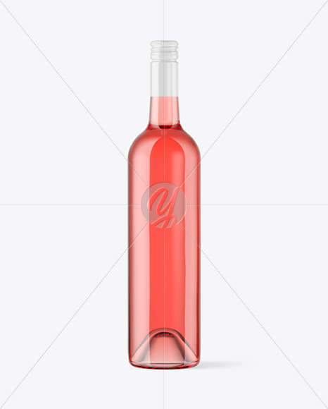 Clear Glass Pink Wine Bottle Mockup