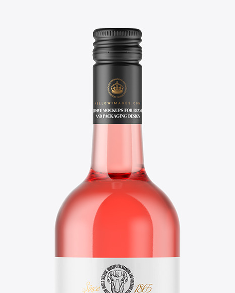 Clear Glass Pink Wine Bottle Mockup