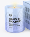 Glossy Candle W/ Box Mockup