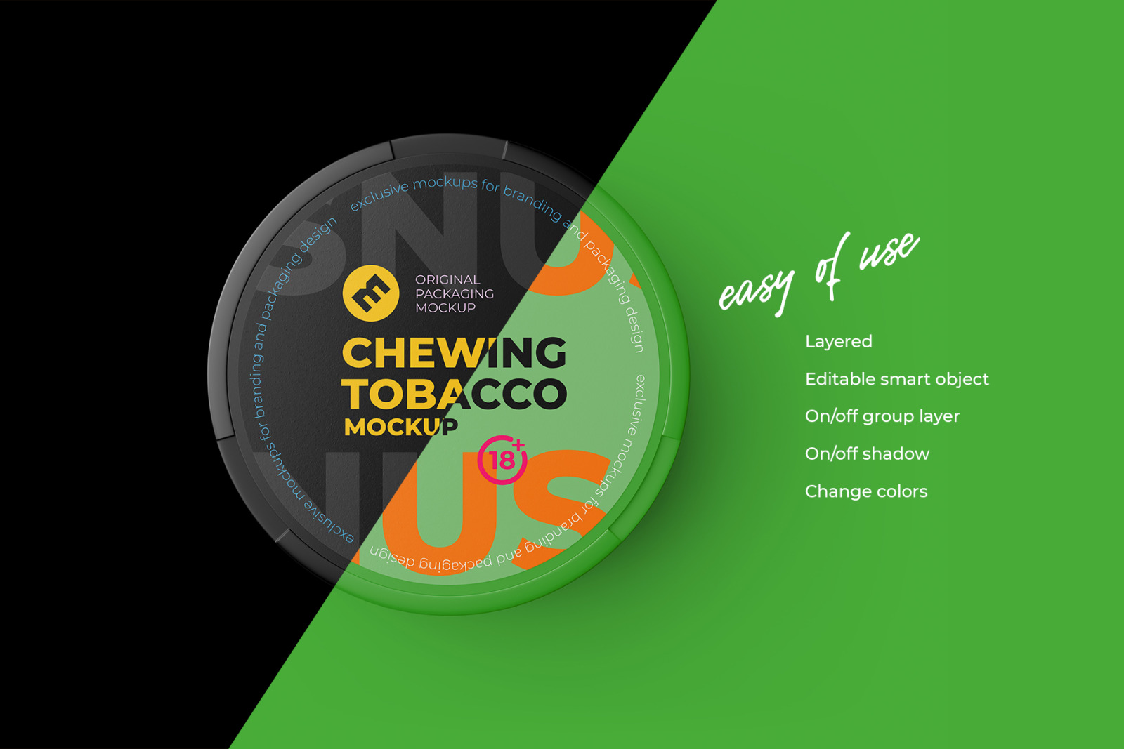 Snus Chewing Tobacco Can Mockup. Top view Snus Chewing Tobacco Can Mockup. Top view