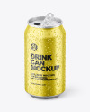 Matte Metallic Aluminium Can w/ Drops Mockup