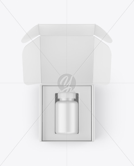 Opened Box With Pills Bottle Mockup