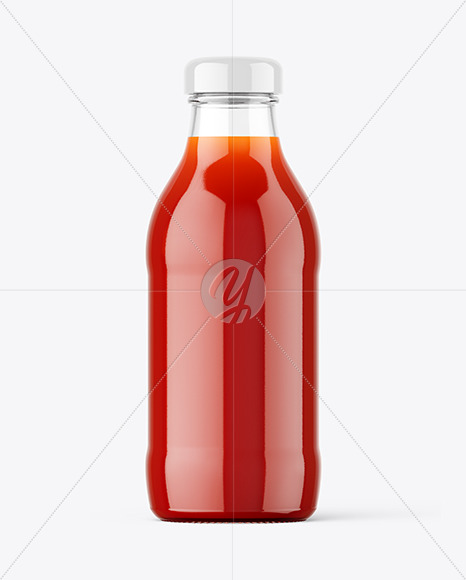 Clear Glass Tomato Juice Bottle Mockup